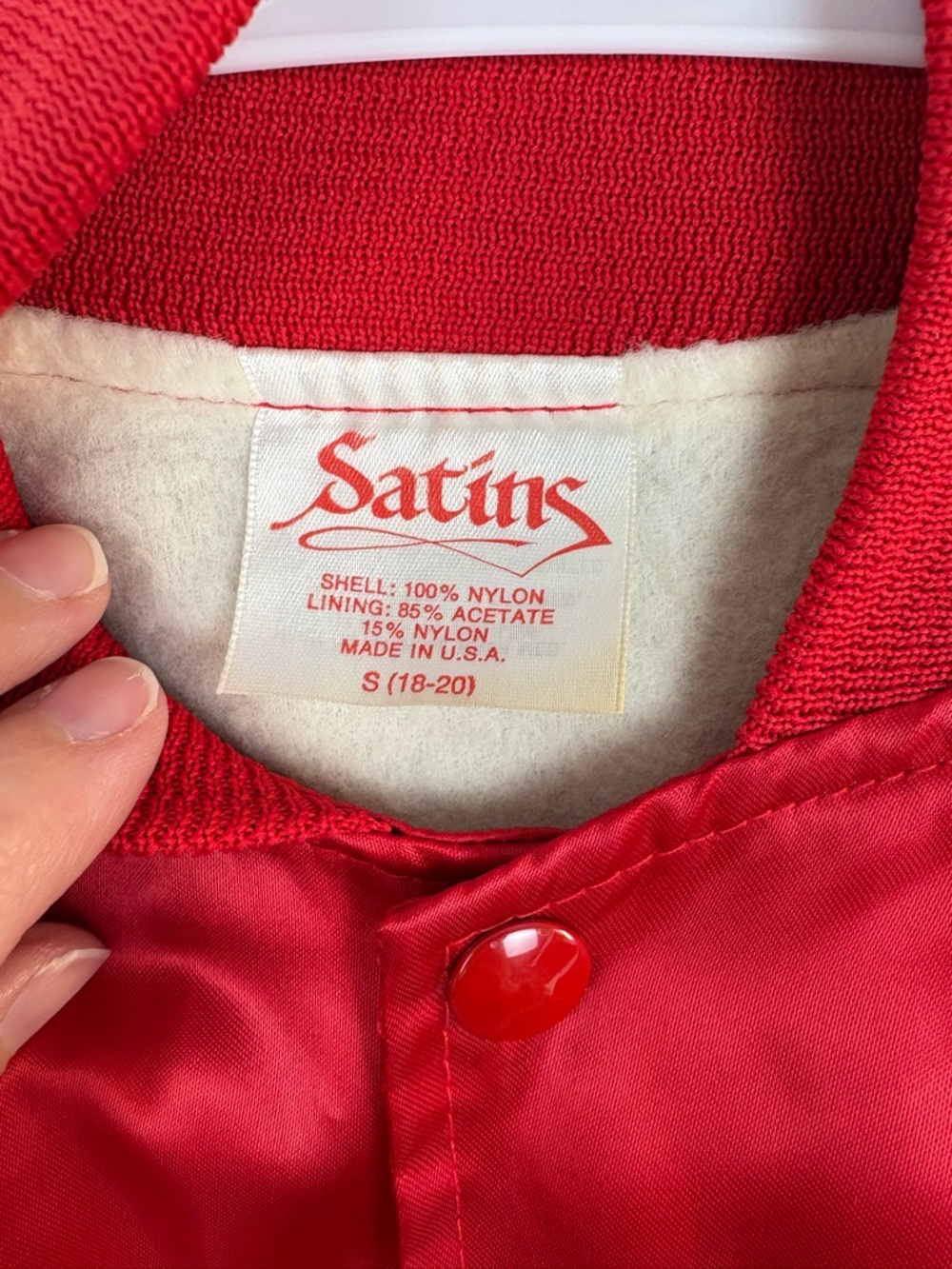 Vintage 80s Red Satin Graphic Bomber Jacket with Horse Stable Design size Small - Picture 2 of 9